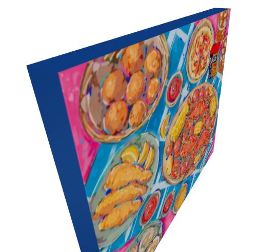 Seafood Dinner Art Print on Paper or Canvas - Maximalist Coastal Beach Nautical Kitchen Art Poster