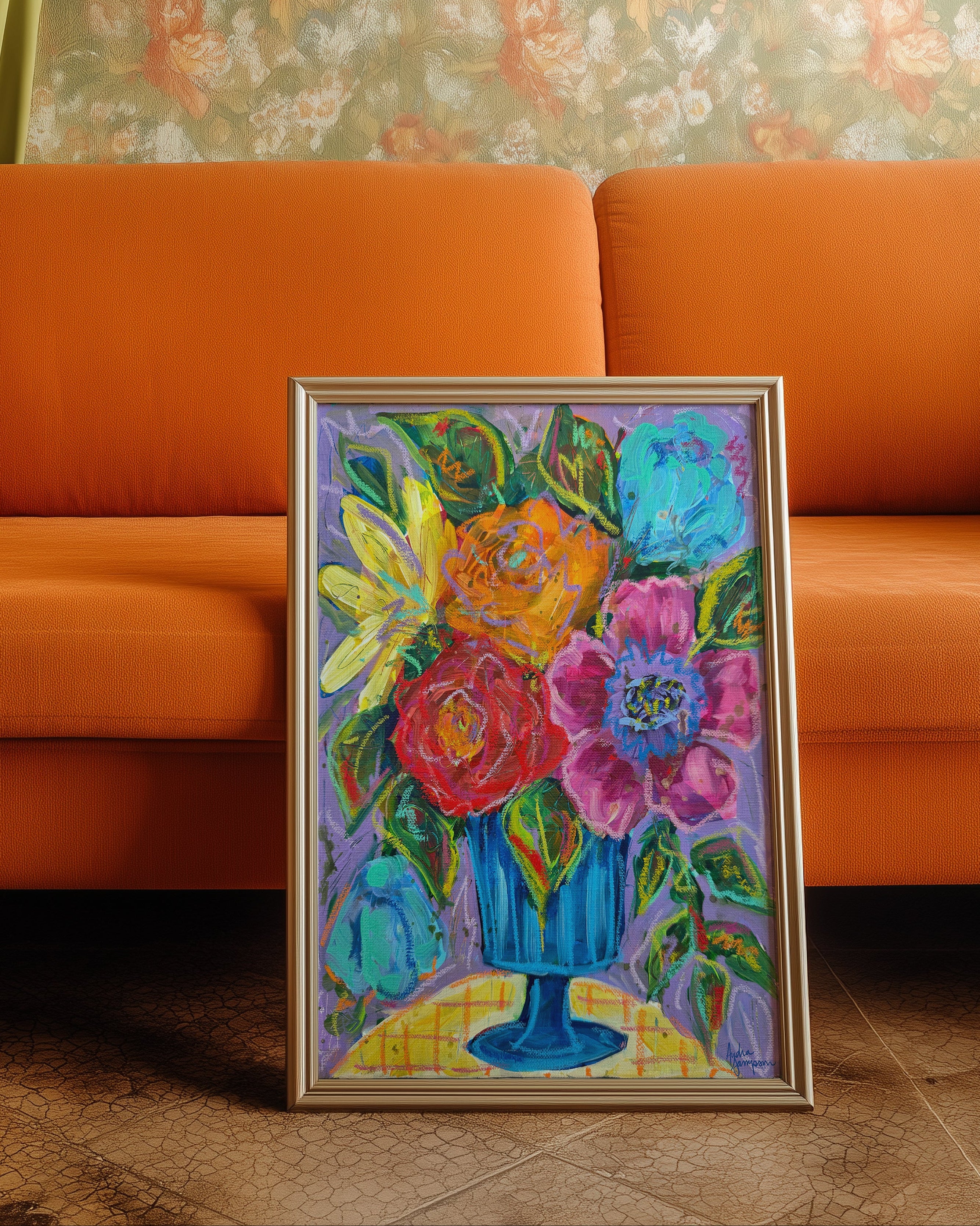 She Brought Flowers Maximalist Floral Art Print
