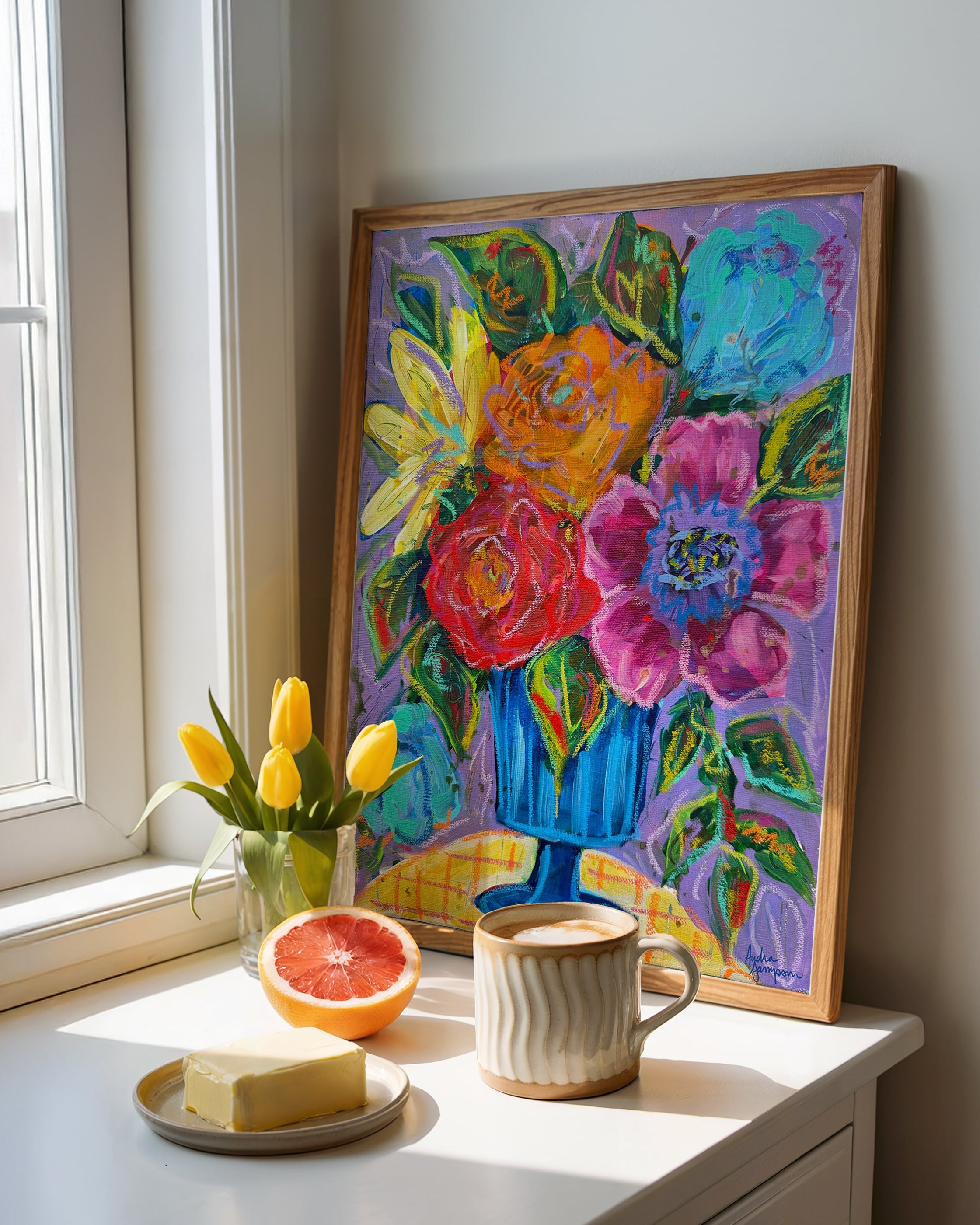 She Brought Flowers Maximalist Floral Art Print