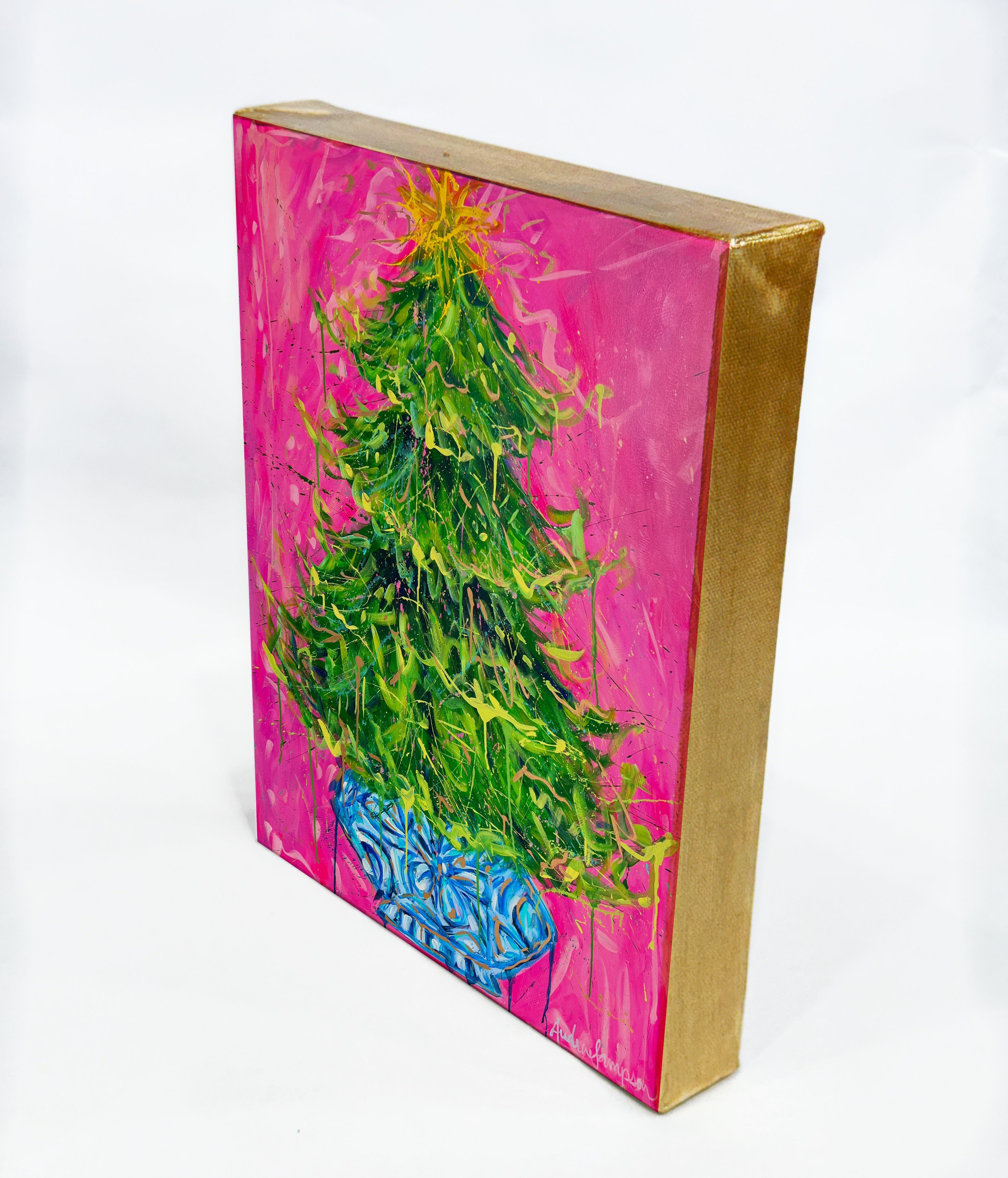 Splatter Christmas Tree Reproduction Print - On Paper or Canvas