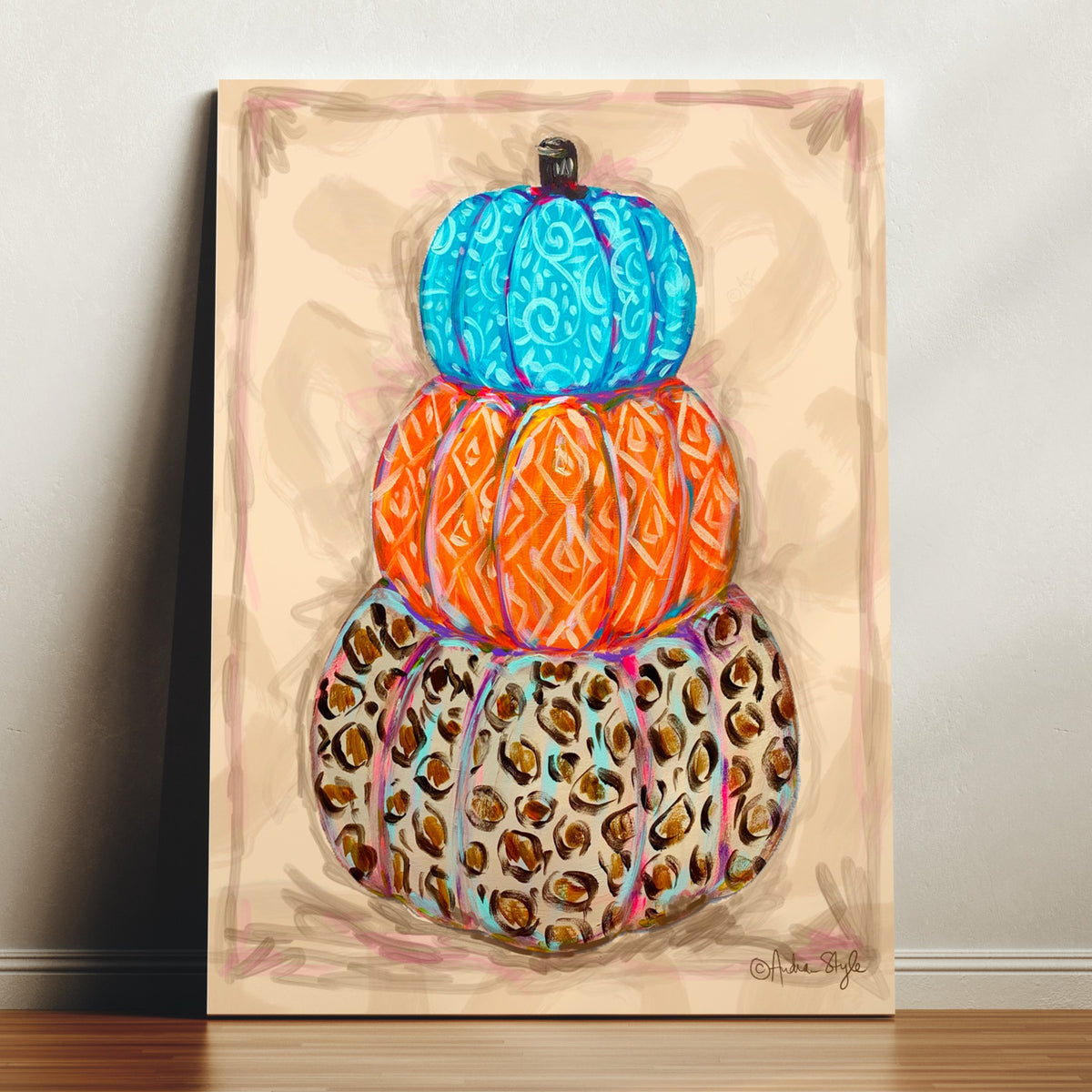 Three Pumpkins Reproduction Print