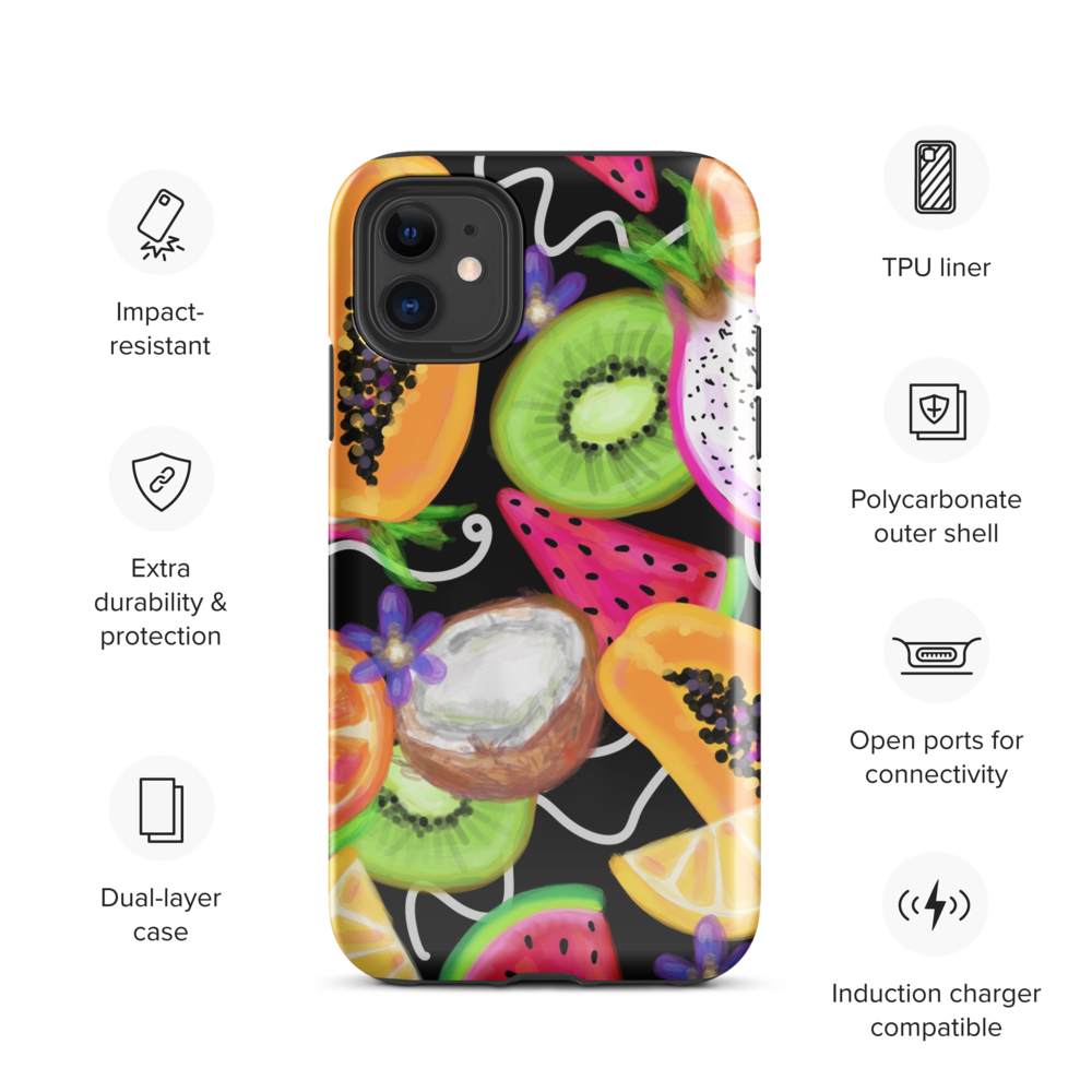 Tropical Fruit Black Tough Case for iPhone®