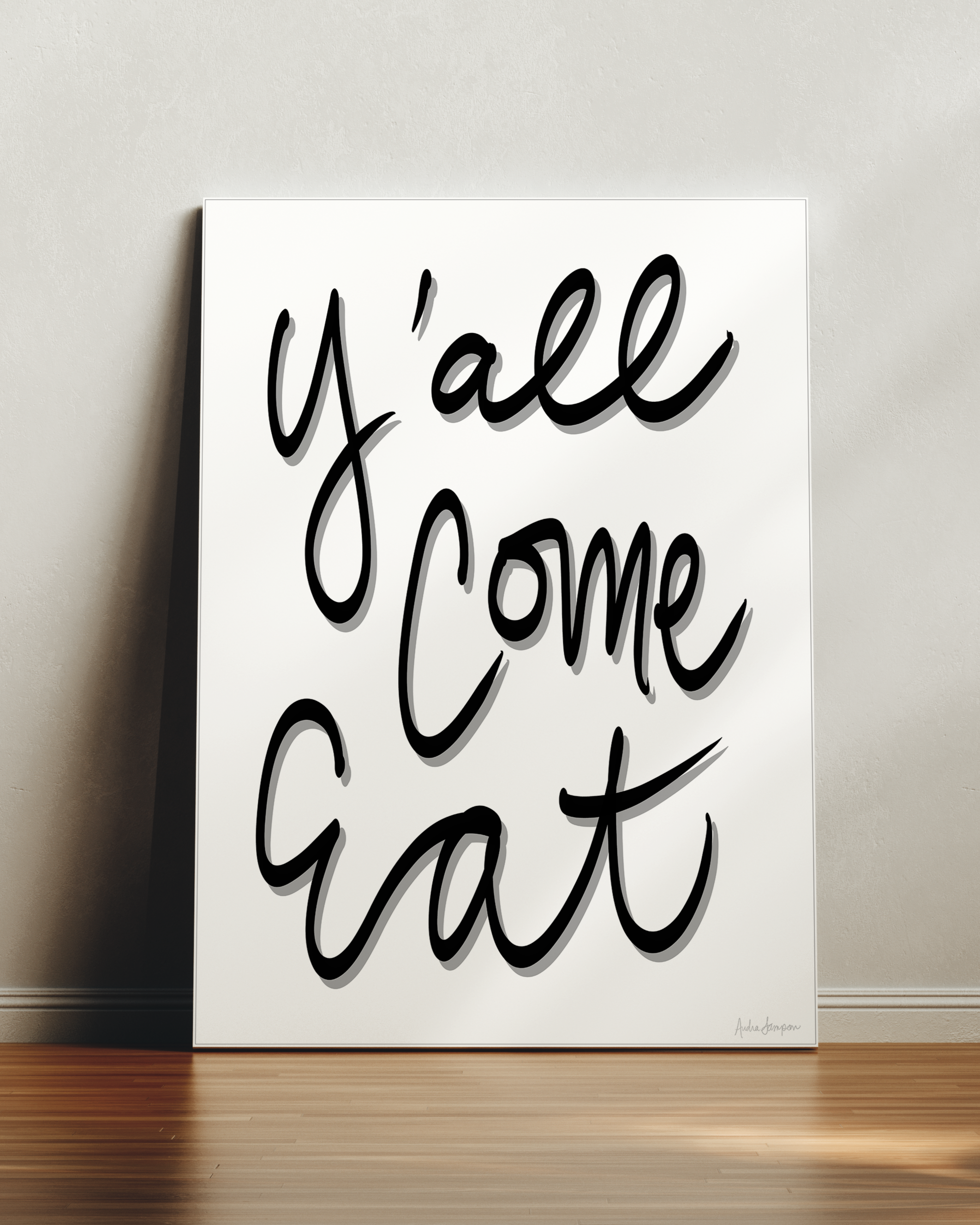 Y'all Come Eat Art Print on Paper or Canvas - Kitchen Decor, Maximalist Southern Art Poster