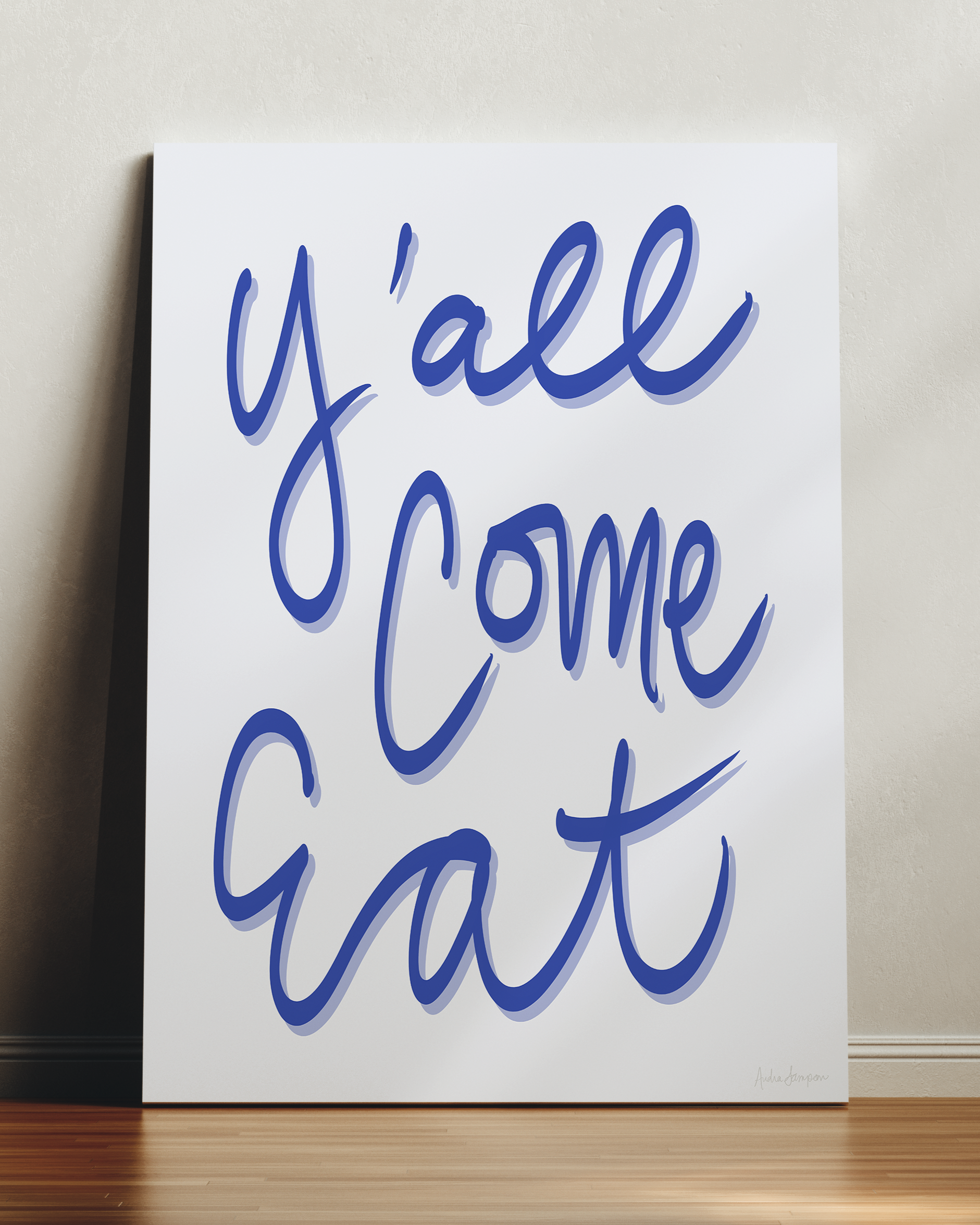 Y'all Come Eat Art Print on Paper or Canvas - Kitchen Decor, Maximalist Southern Art Poster