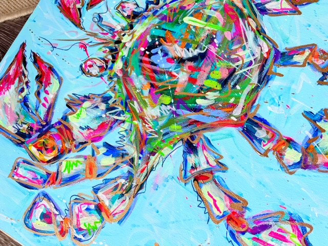 "You Take the Cake" 20"x24" Original Crab on Canvas