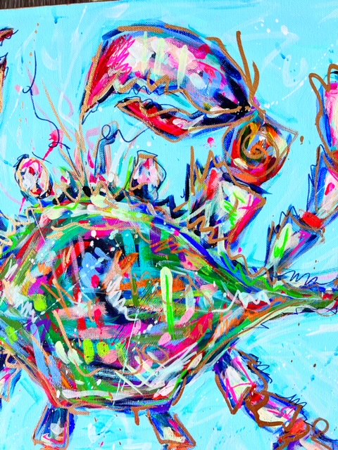 "You Take the Cake" 20"x24" Original Crab on Canvas