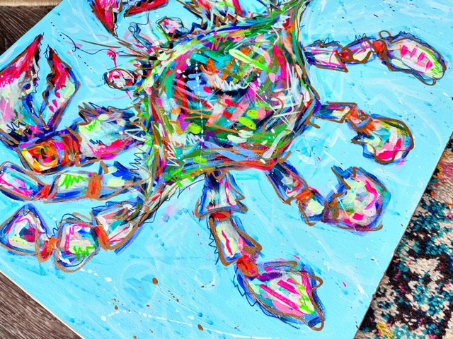 "You Take the Cake" 20"x24" Original Crab on Canvas
