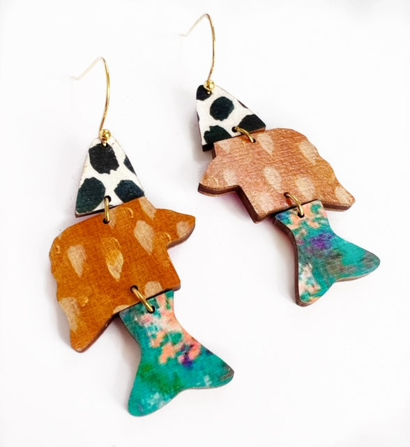 Fin - Fish Dangle Earring Colorful Coastal Beach Spring Summer