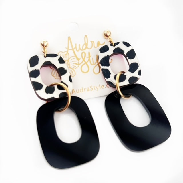 Black White Link Spring Summer Statement Earring