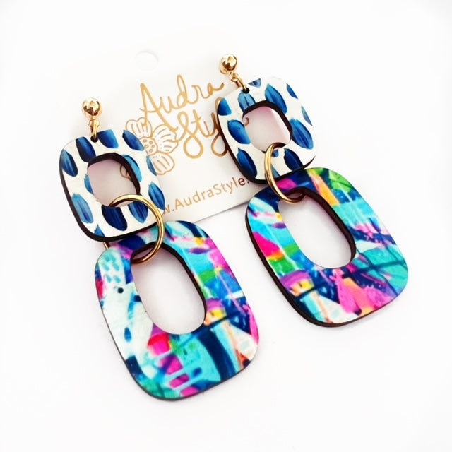 Lola - Link Pink Blue Spring Summer Statement Earring