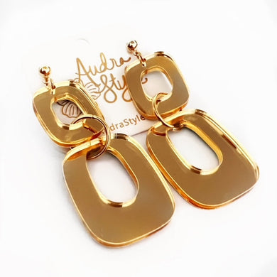 Lola - Gold Mirror Link Spring Summer Statement Earring