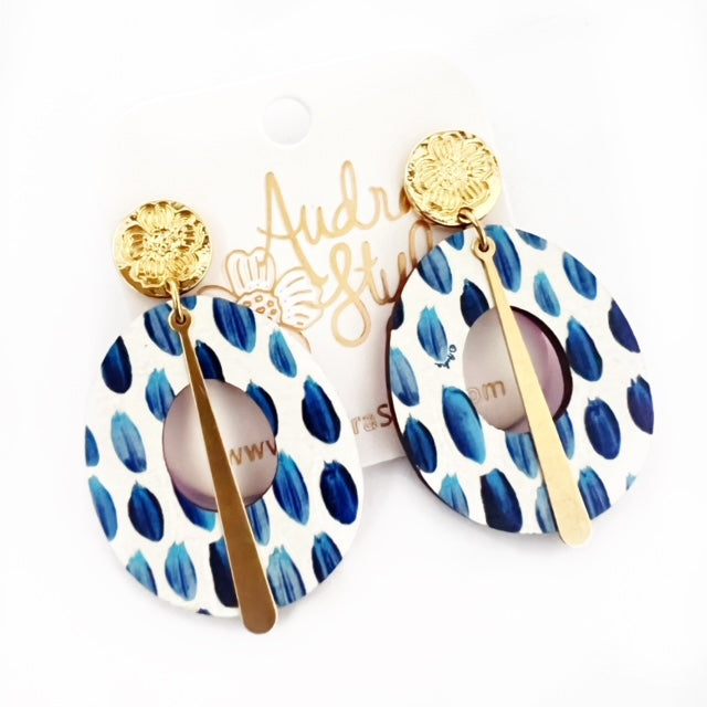 Blue White Bold Spring Summer Statement Earring