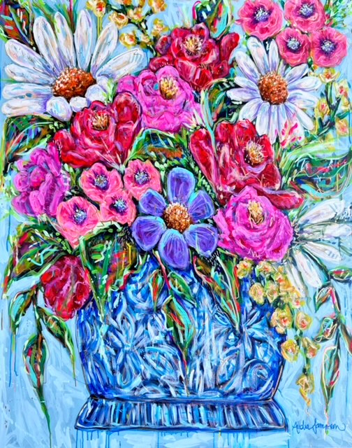 “Simple Abundance” 48”x60” Original Floral Painting on Canvas