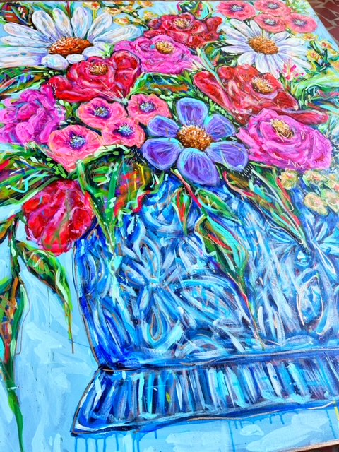 “Simple Abundance” 48”x60” Original Floral Painting on Canvas
