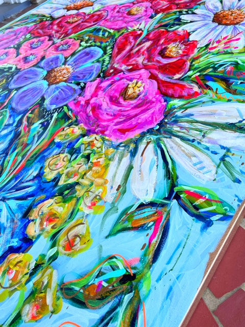 “Simple Abundance” 48”x60” Original Floral Painting on Canvas
