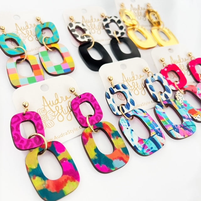 Lola - Link Pink Blue Spring Summer Statement Earring