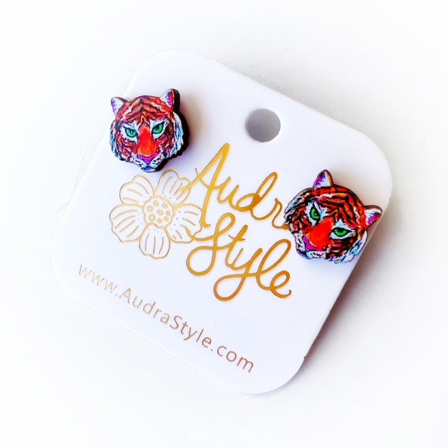 Tiger Face Stud - One pair