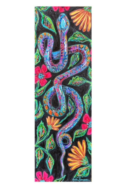 "In the Garden" Snake 12"x36" Acrylic Painting on Gallery Wrapped Canvas