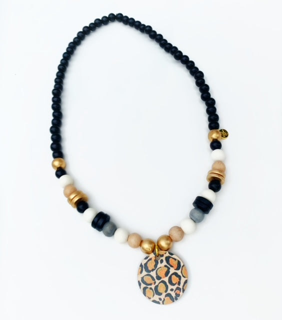Audra Style™️ Leopard Print Pendant Beaded Necklace