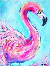 Load image into Gallery viewer, Flamingo Aqua Background Reproduction Print