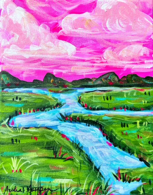 8x10 Original Marsh Painting on Canvas - #14