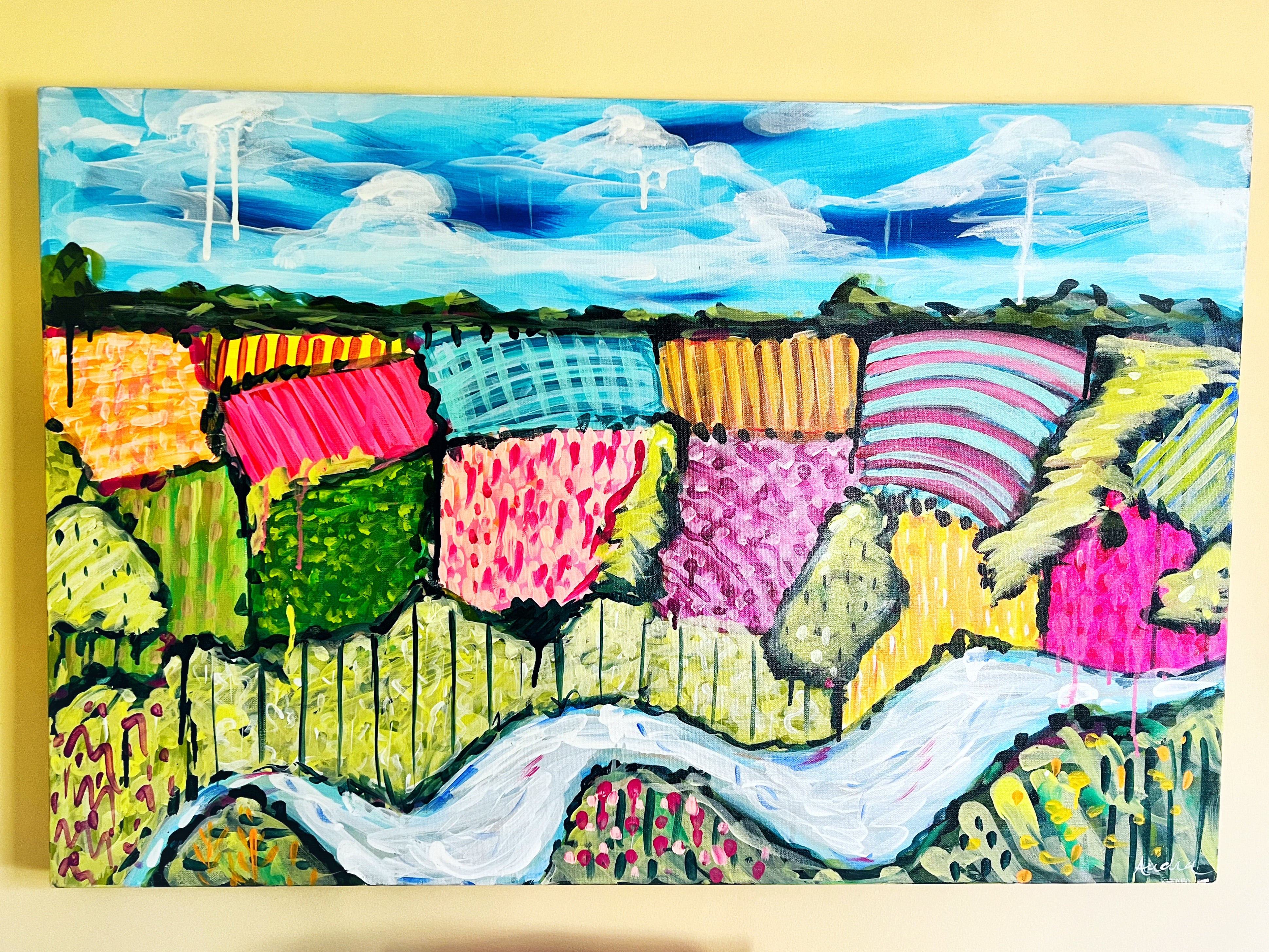 Original Fields Painting on 24x36" Canvas