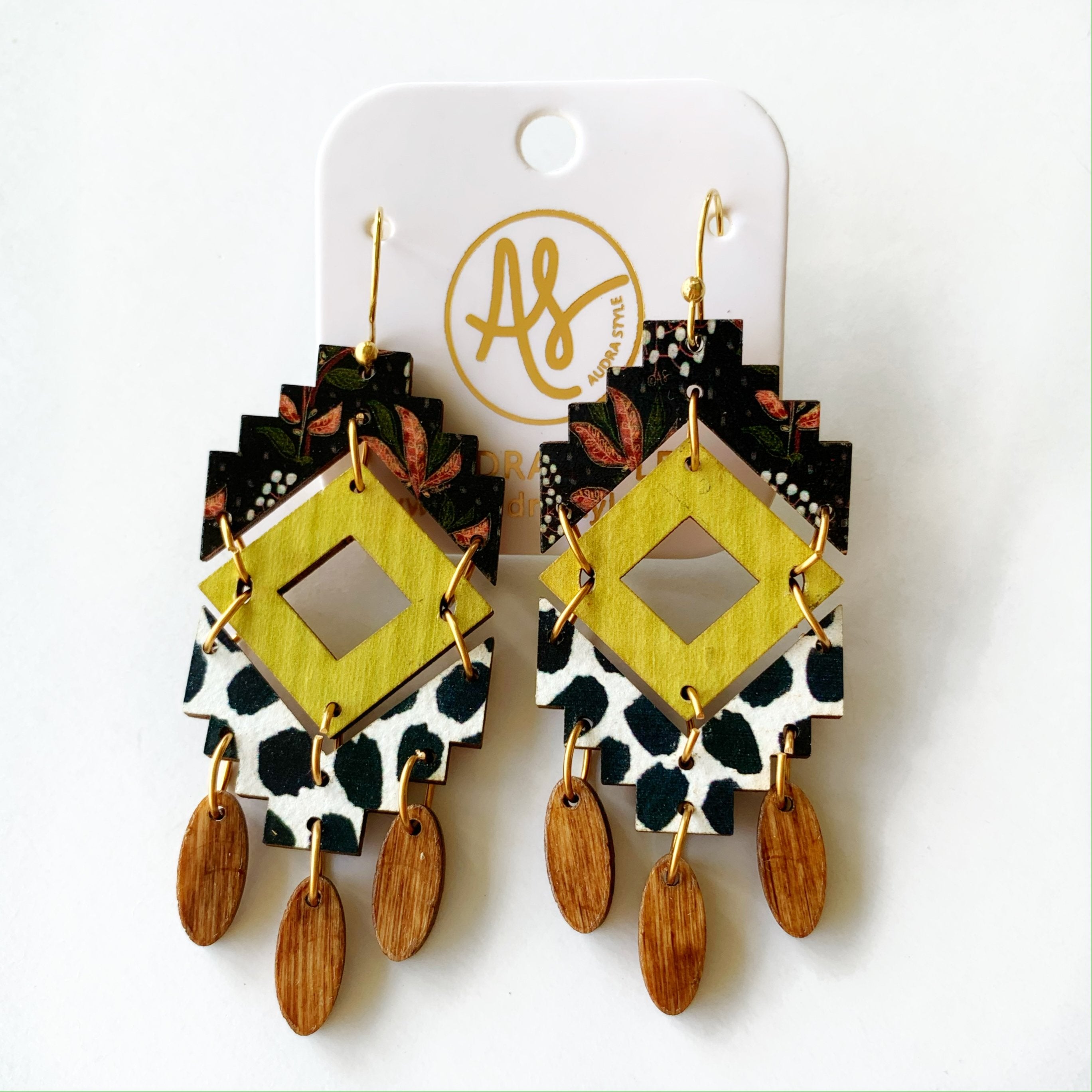 Naomi - Black Cottonflower Chartreuse Black Dot Wood