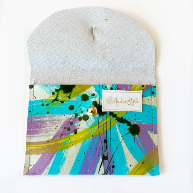 Hand Painted Leather Coin Purse Wallet Cardholder - #18 – Audra Style