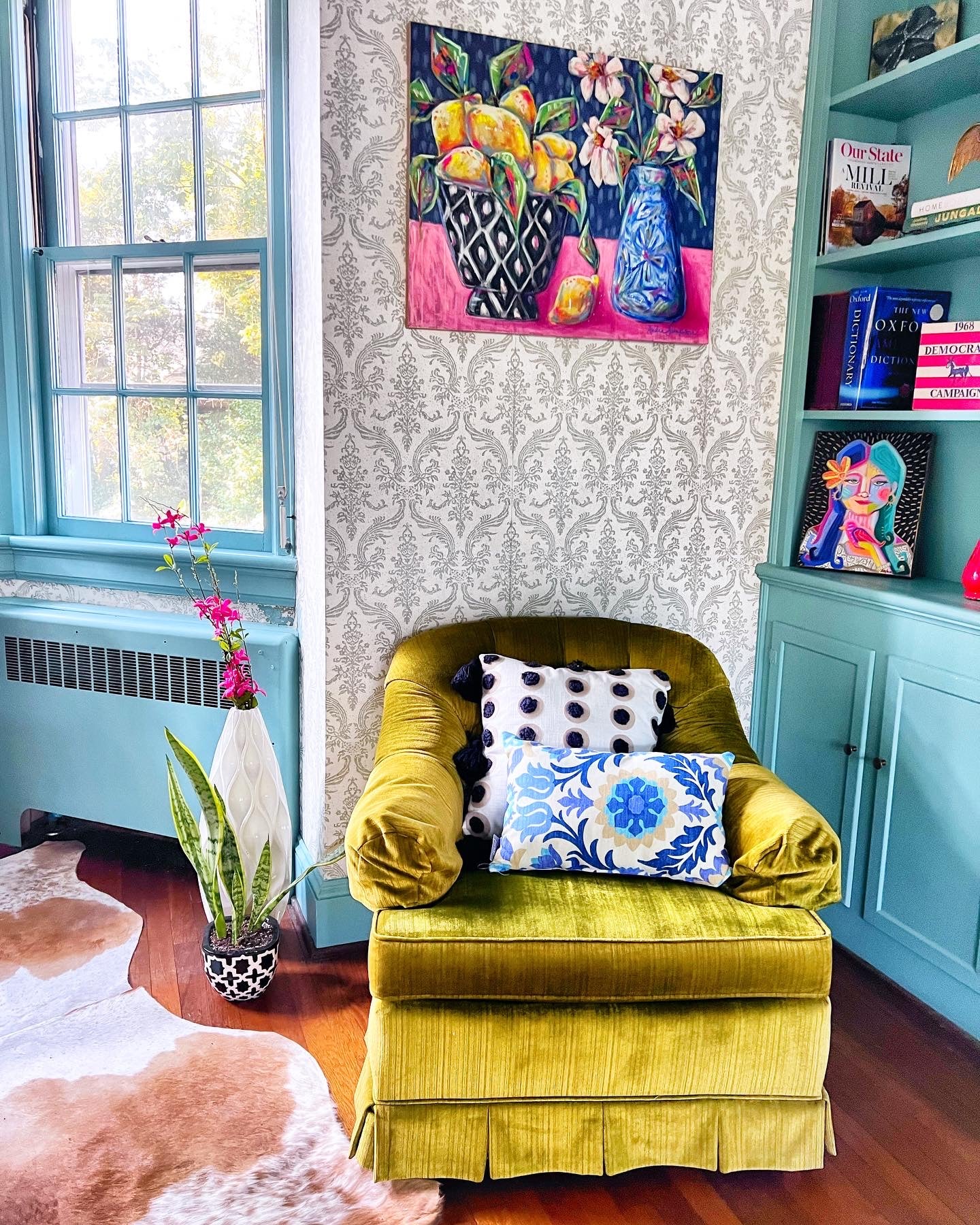 "Pucker Up" - 24x30" Lemon and Flower Still Life Acrylic Painting on Canvas