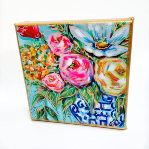 Floral in Ginger Jar on 6"x6" Gallery Wrapped Canvas