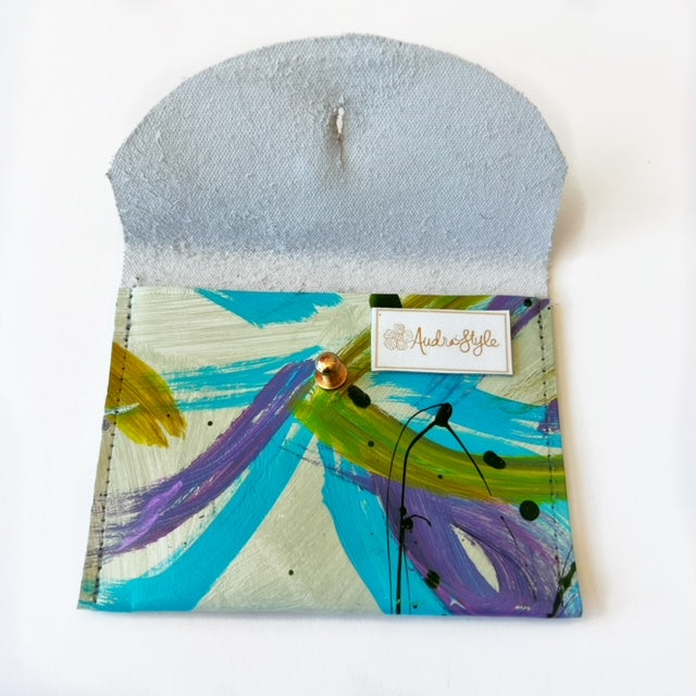 Hand Painted Leather Coin Purse Wallet Cardholder - #7