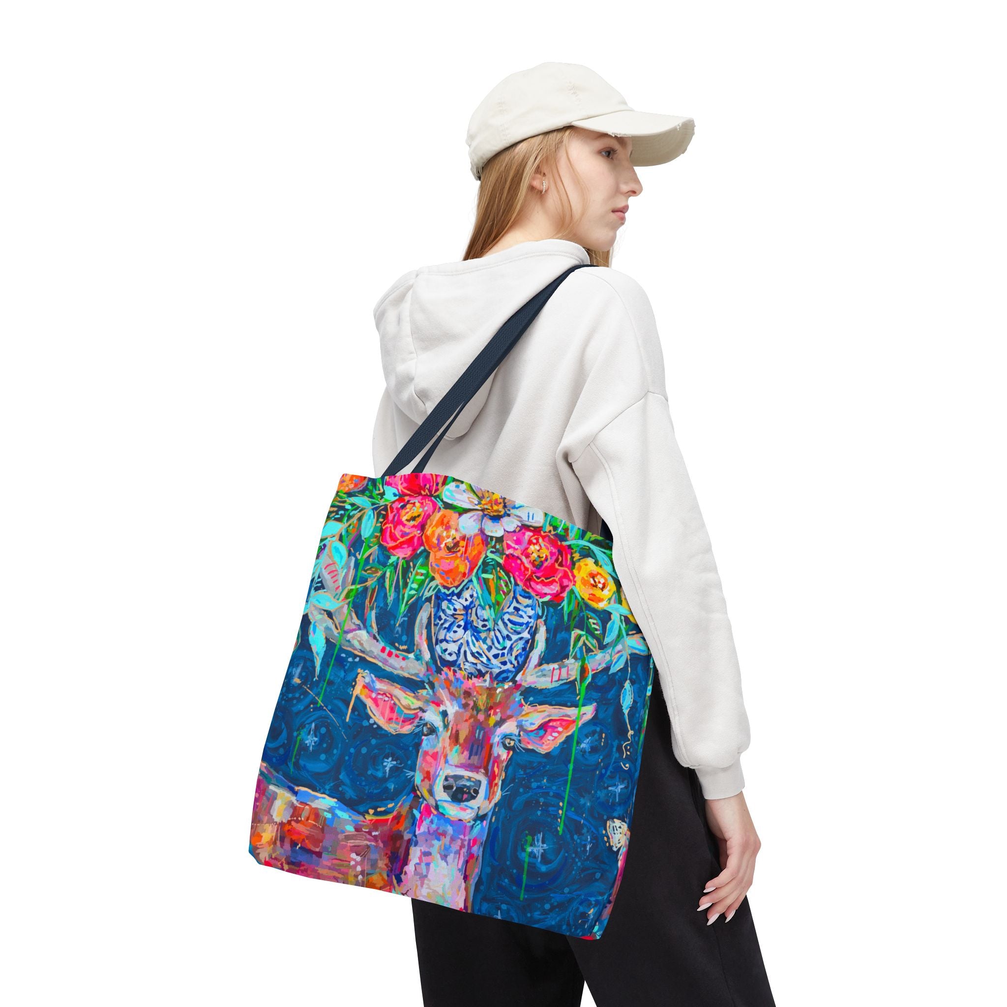 Deer and Bouquet Tote Bag