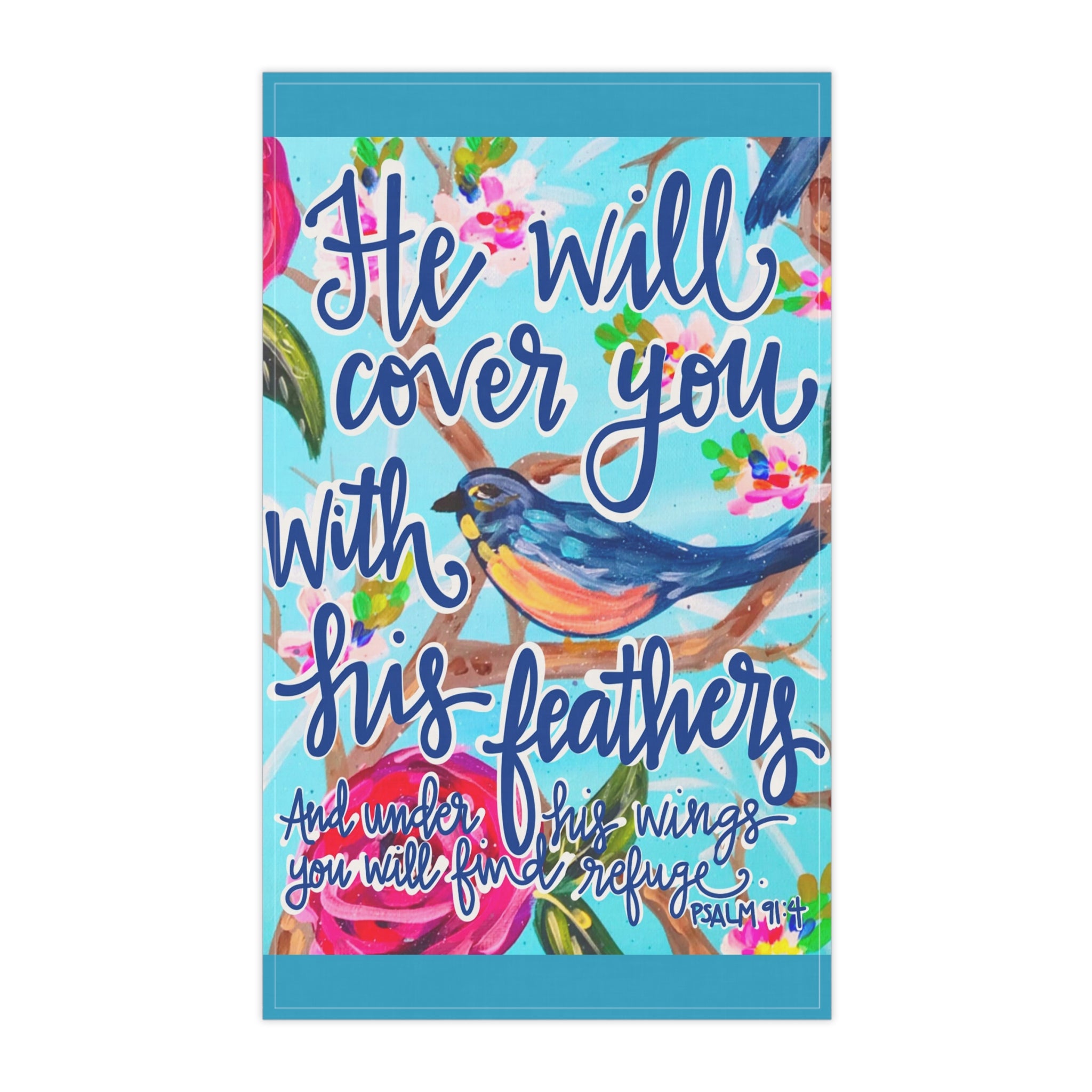 He Will Cover You Scripture Tea Towel