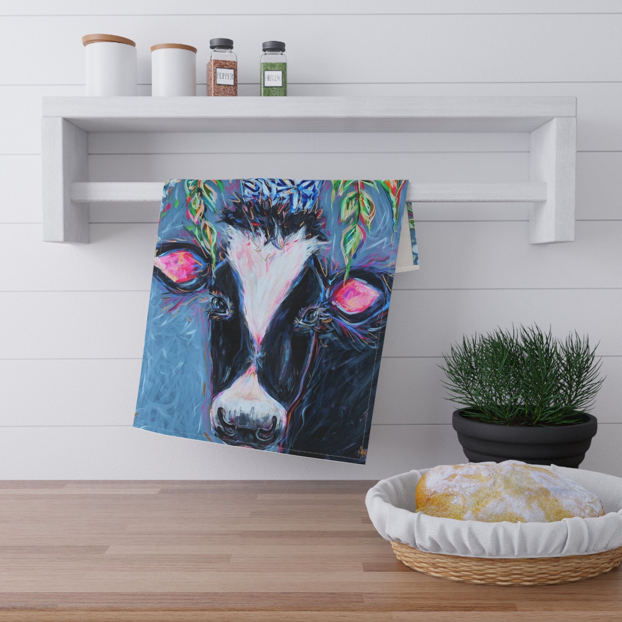 Black Cow Tea Towel