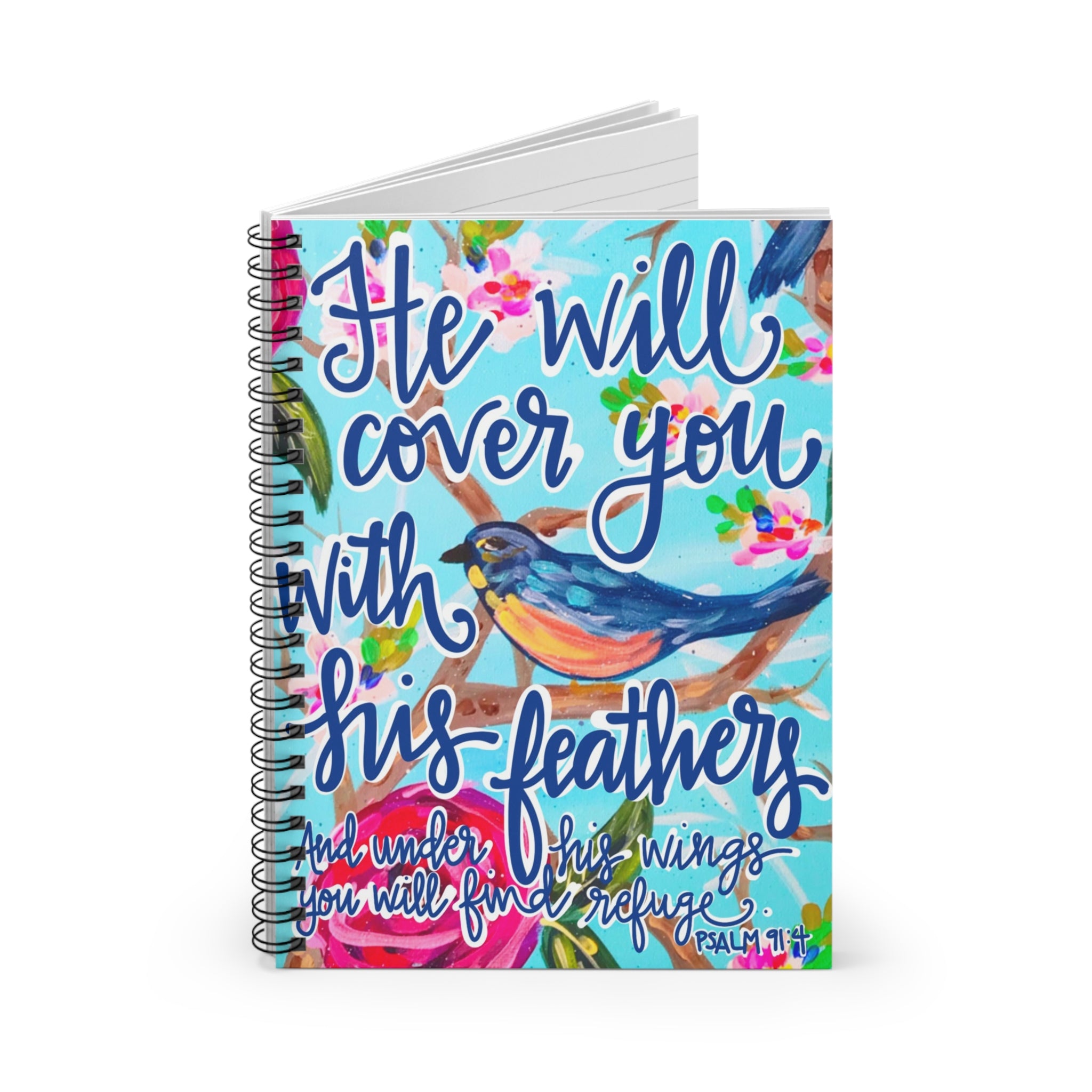 He Will Cover You Spiral Notebook - Ruled Line