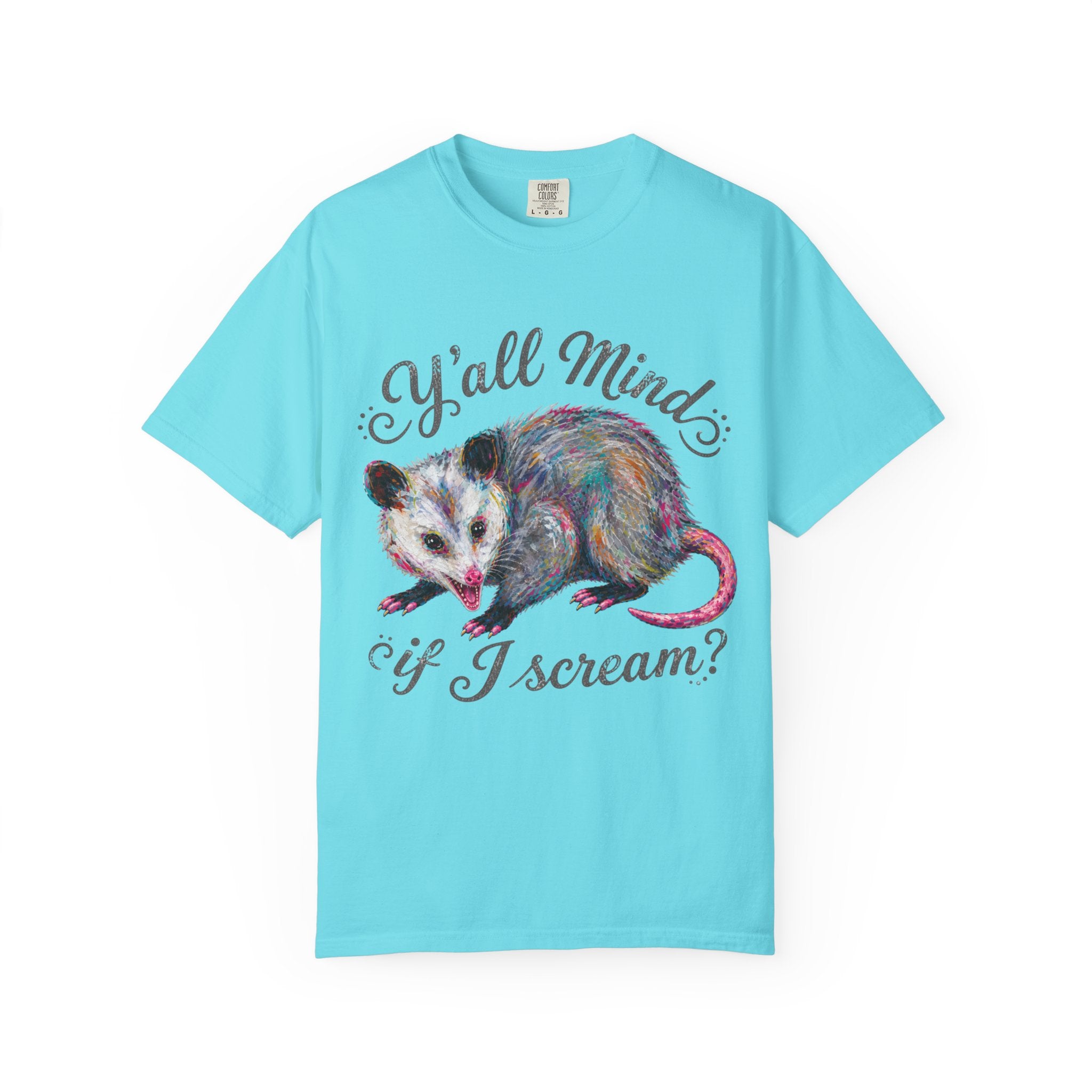 Y'all Mind If I Scream Club T-Shirt | Colorful Funny Possum Graphic Tee