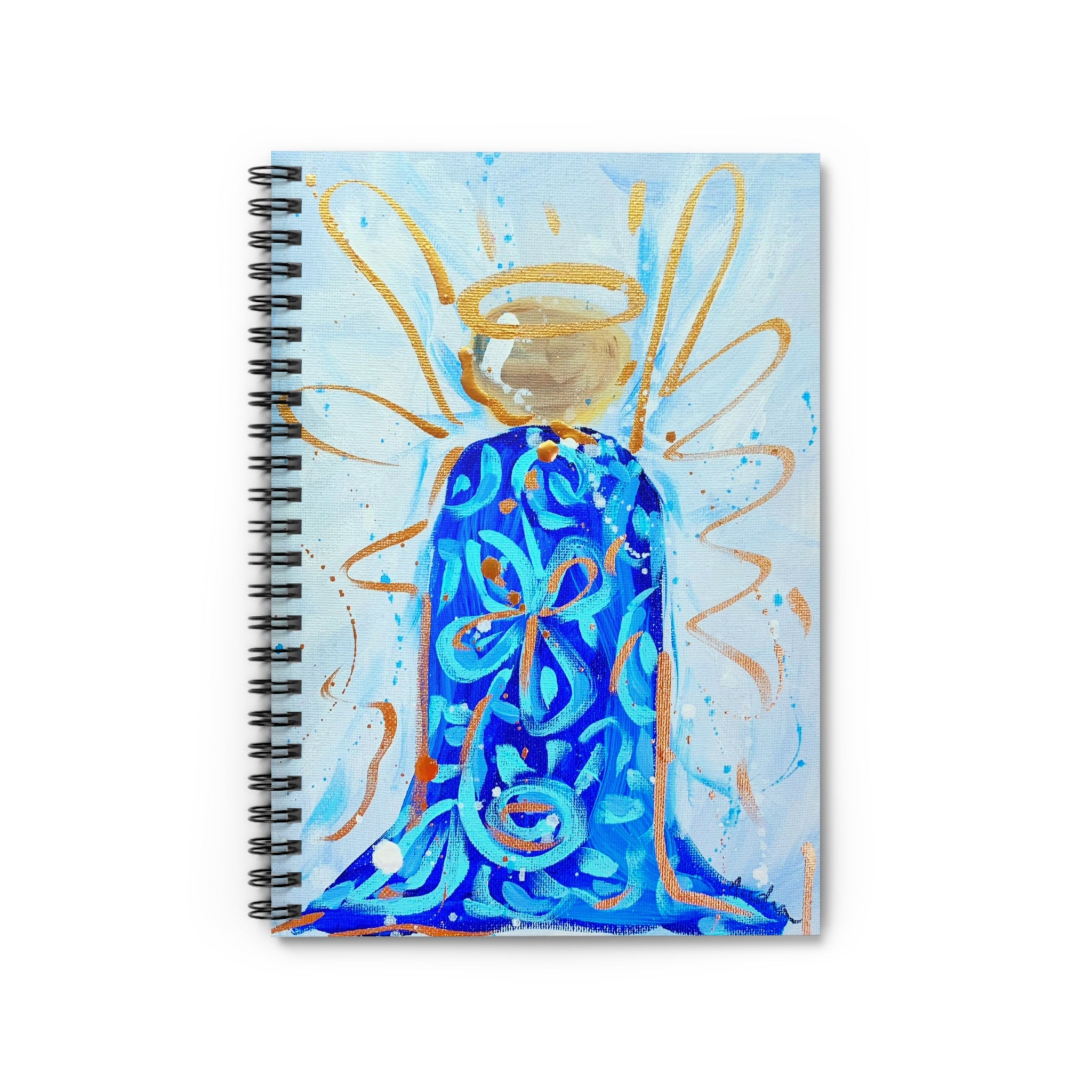 Blue and White Angel Spiral Notebook - Ruled Line