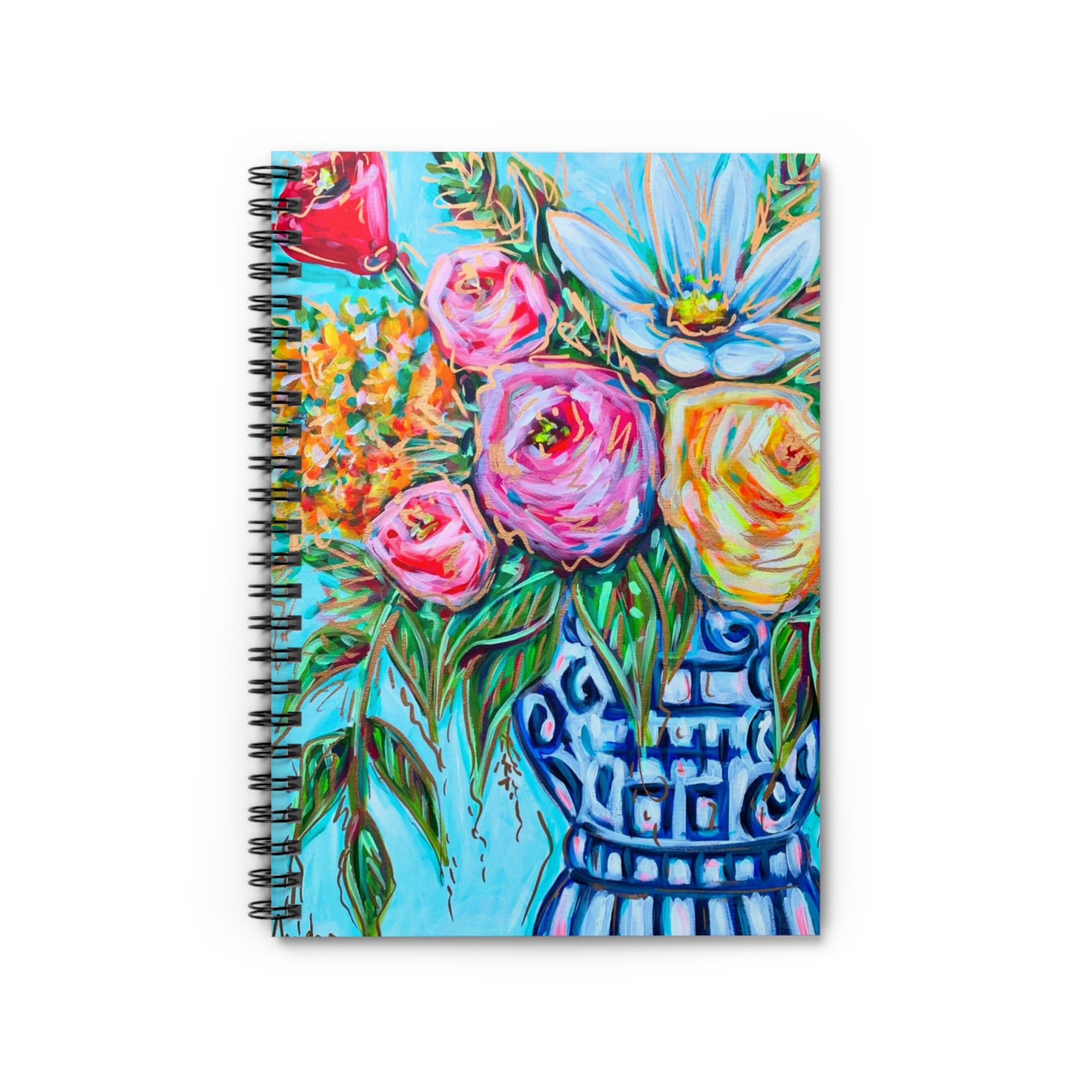 Floral Ginger Jar Spiral Notebook - Ruled Line