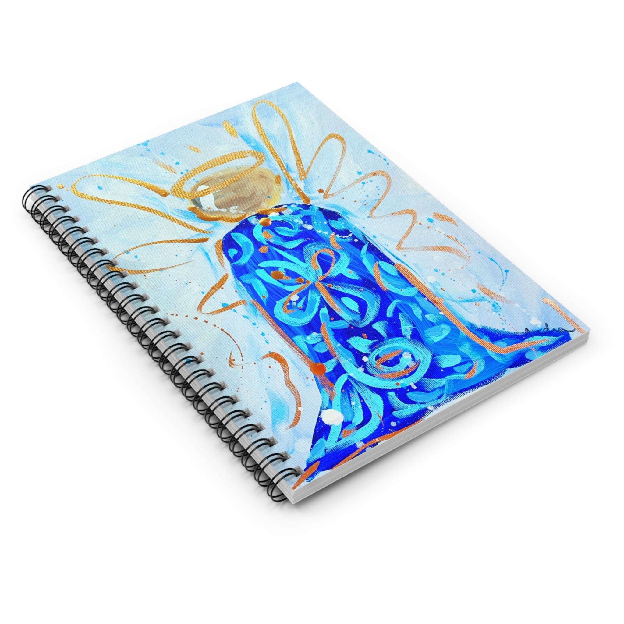 Blue and White Angel Spiral Notebook - Ruled Line