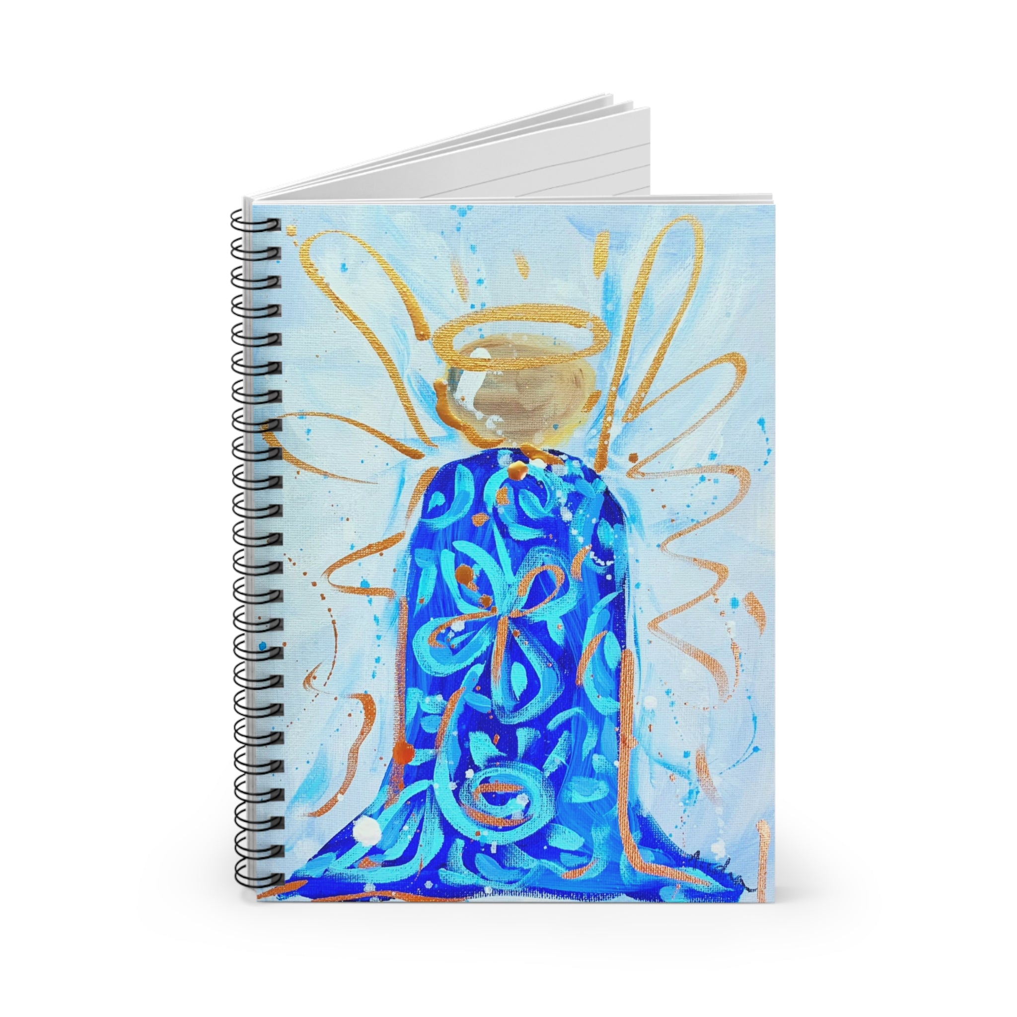 Blue and White Angel Spiral Notebook - Ruled Line