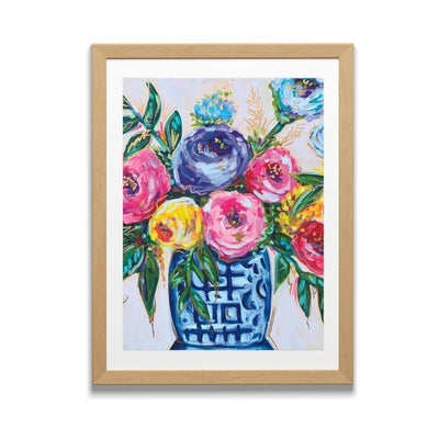 Blue White Vase Floral Reproduction Print