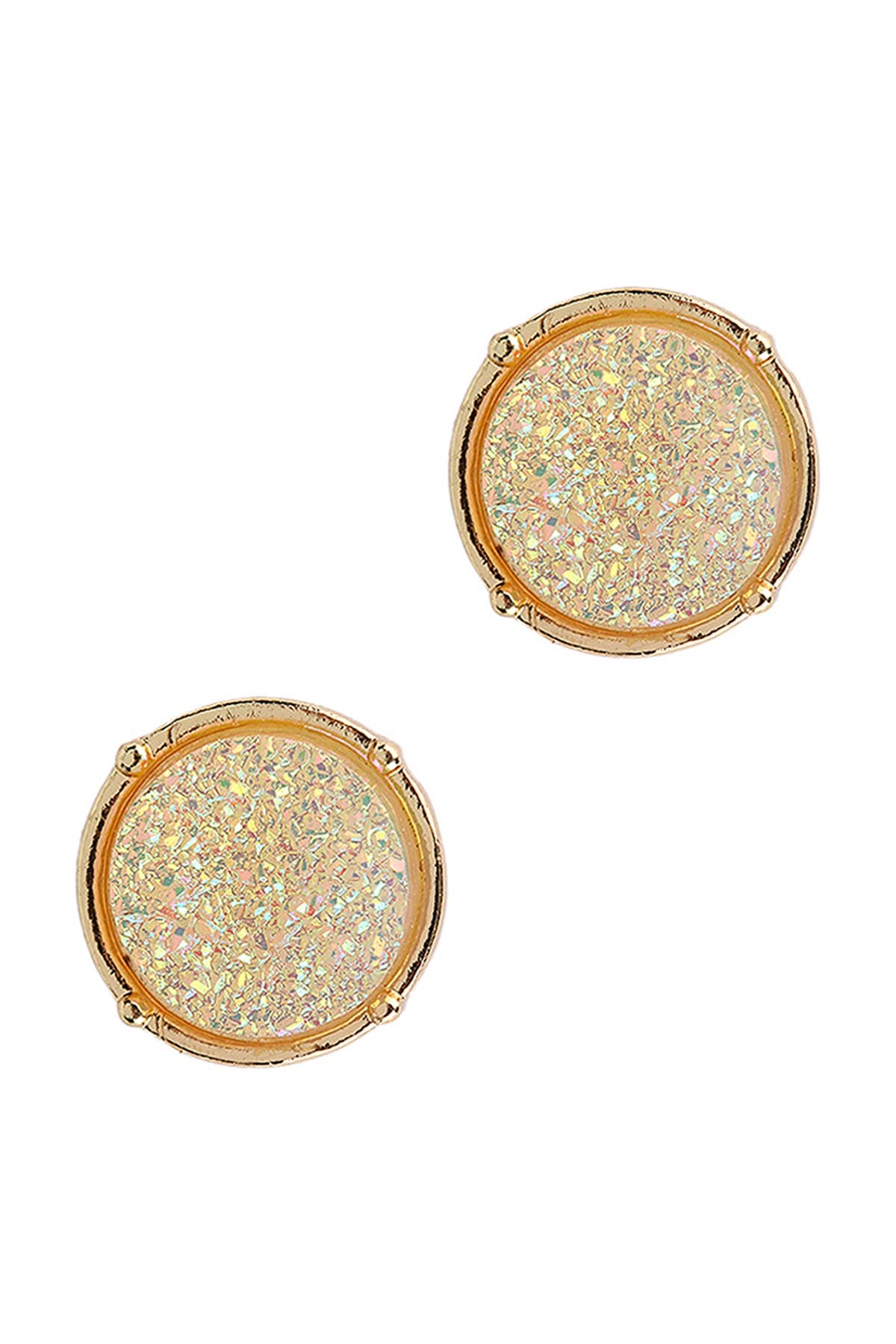 FE1921 - DRUZY ROUND POST EARRINGS: IVORY