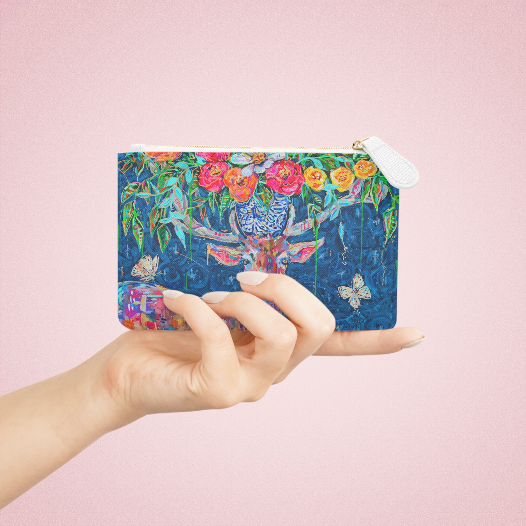 Deer and Bouquet Mini Clutch Bag