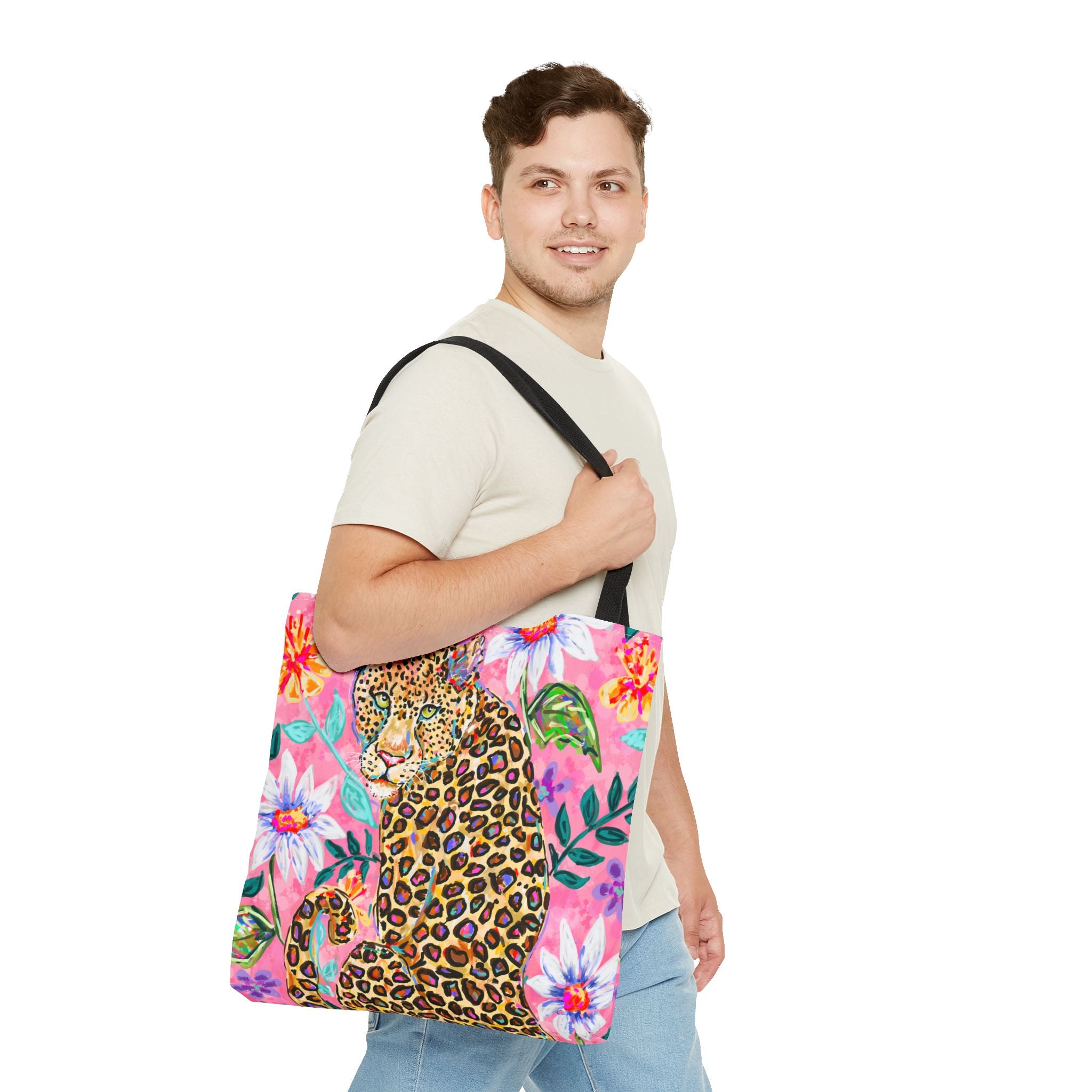 Leopard Floral Tote Bag