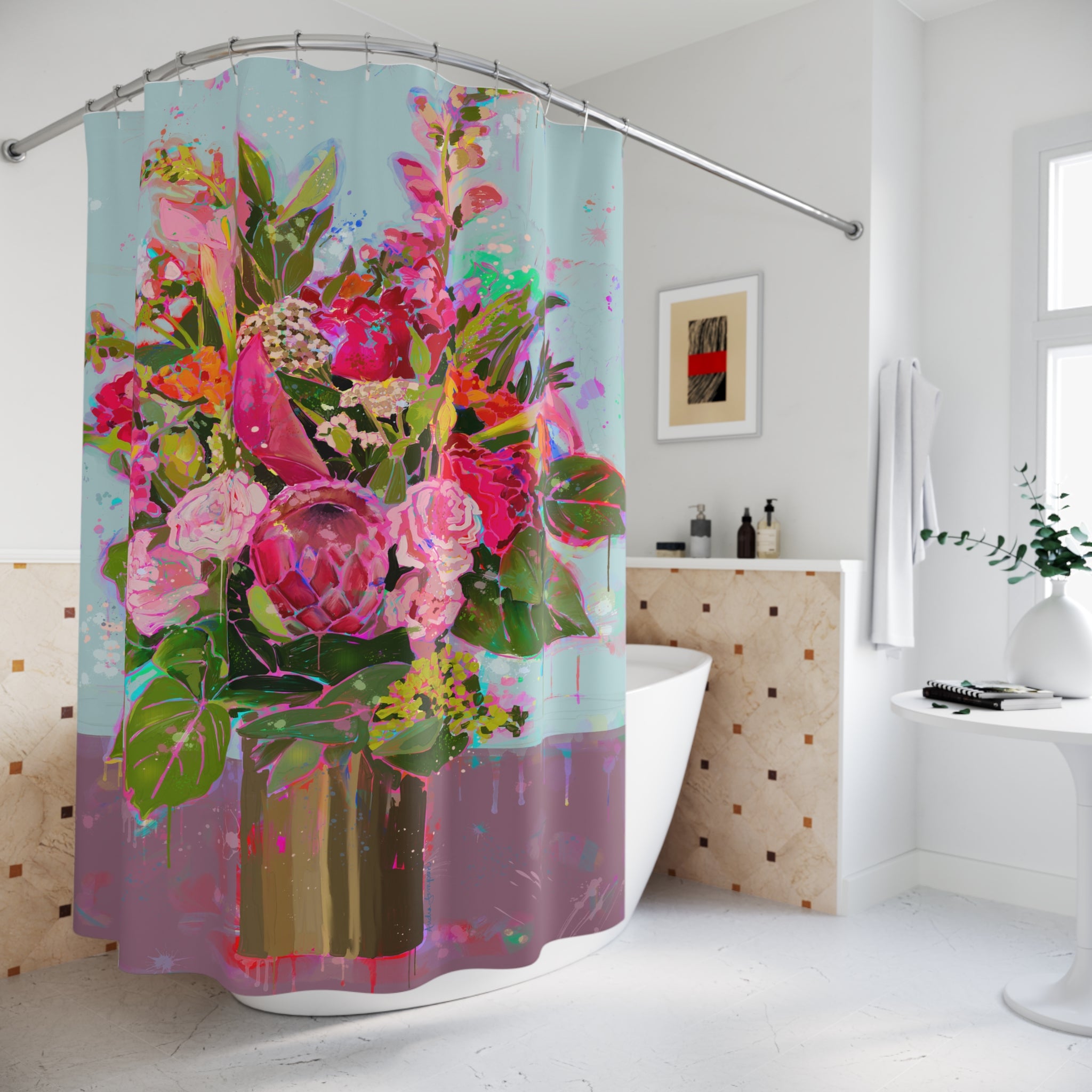 Brass Vase Bouquet Shower Curtains