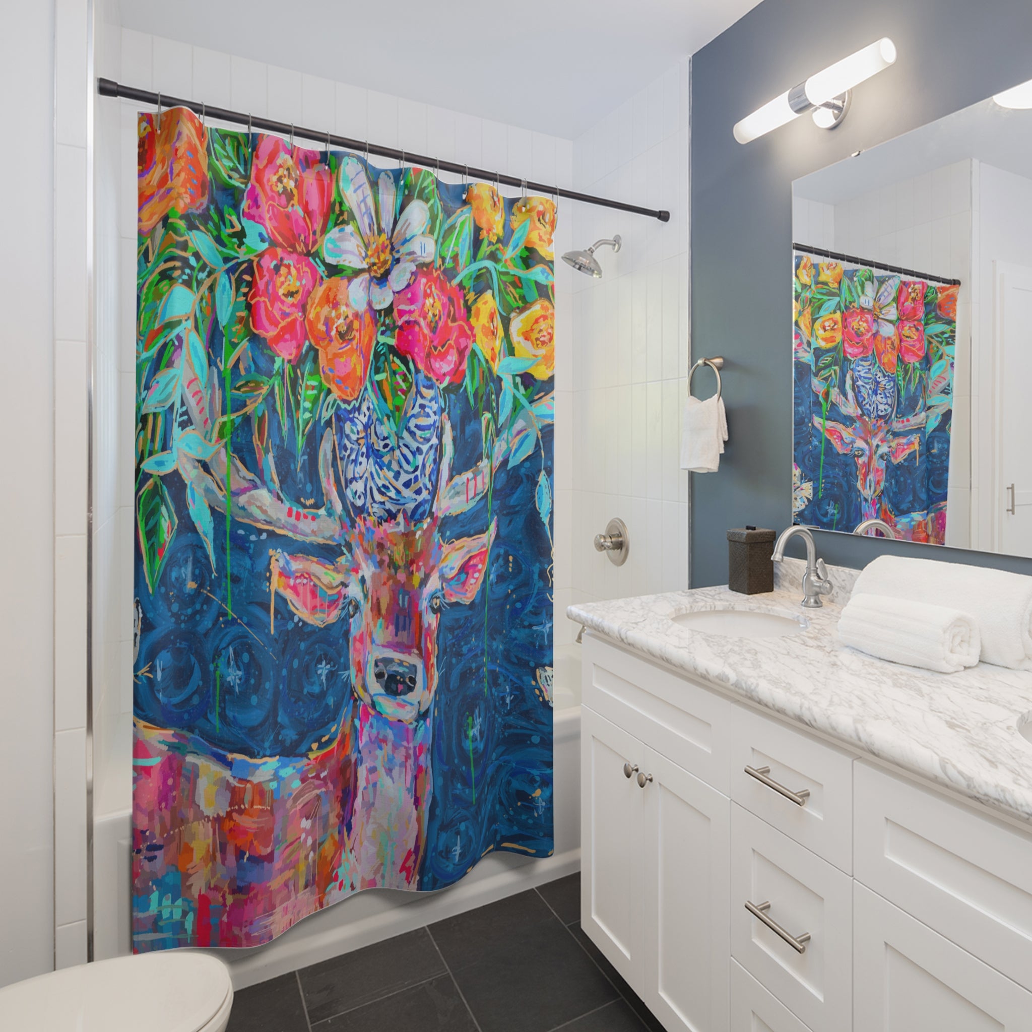 Deer and Bouquet Shower Curtains