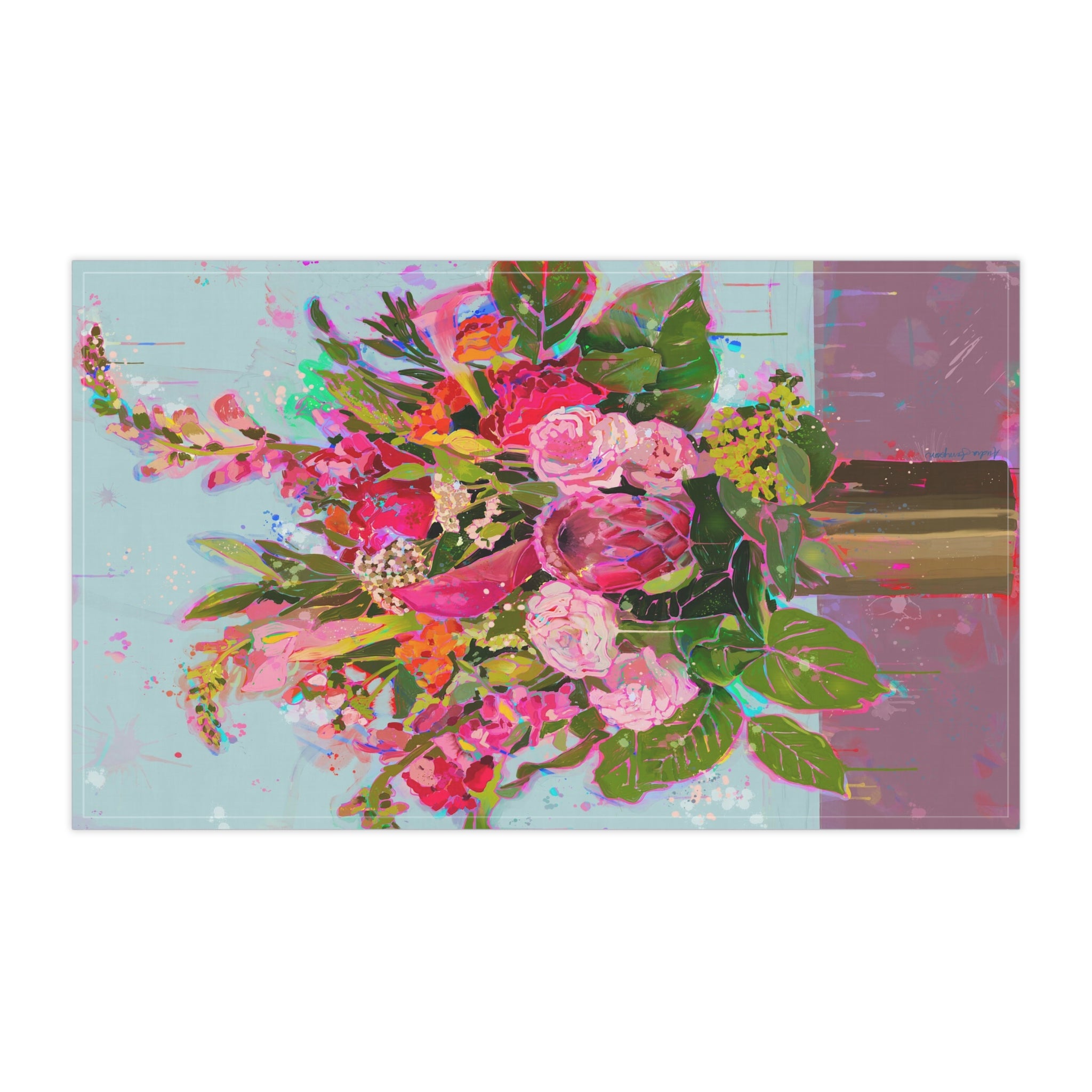 Brass Vase Floral Tea Towel