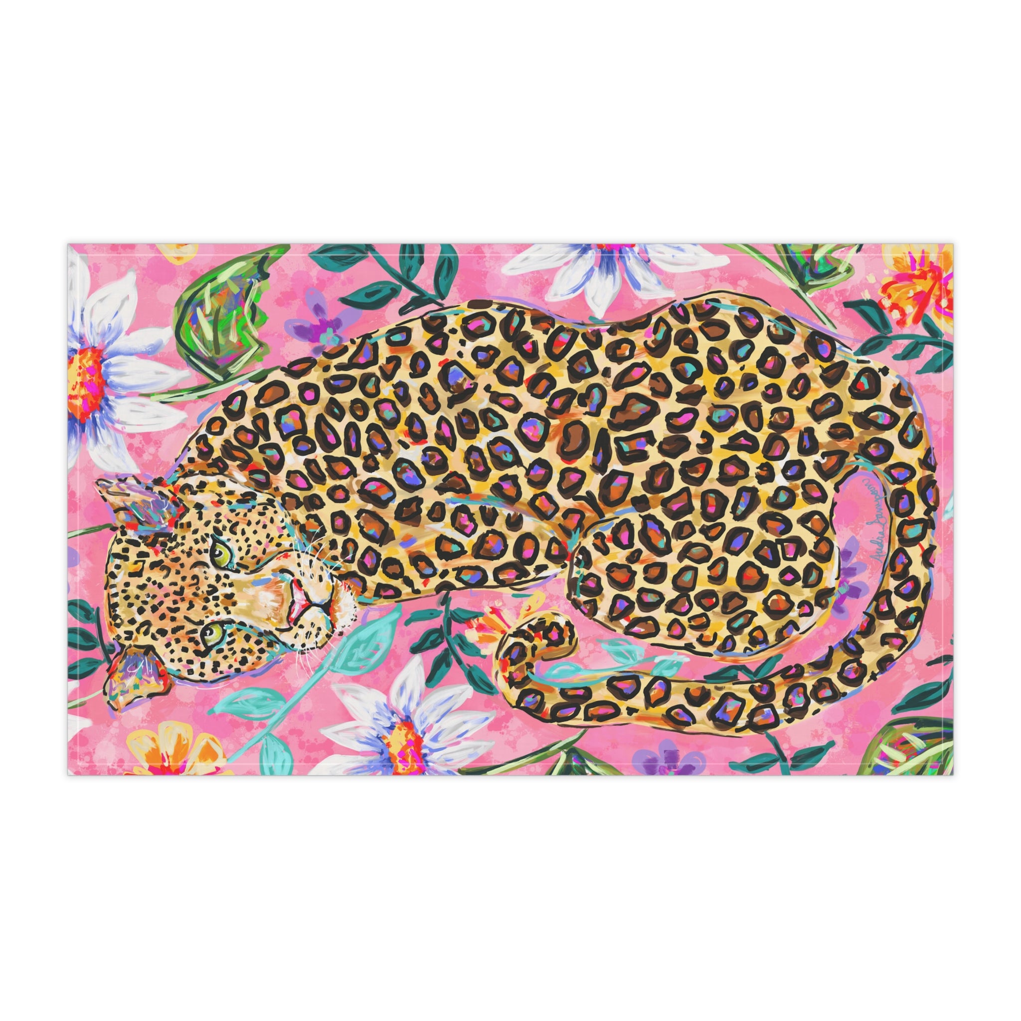 Leopard Floral Tea Towel