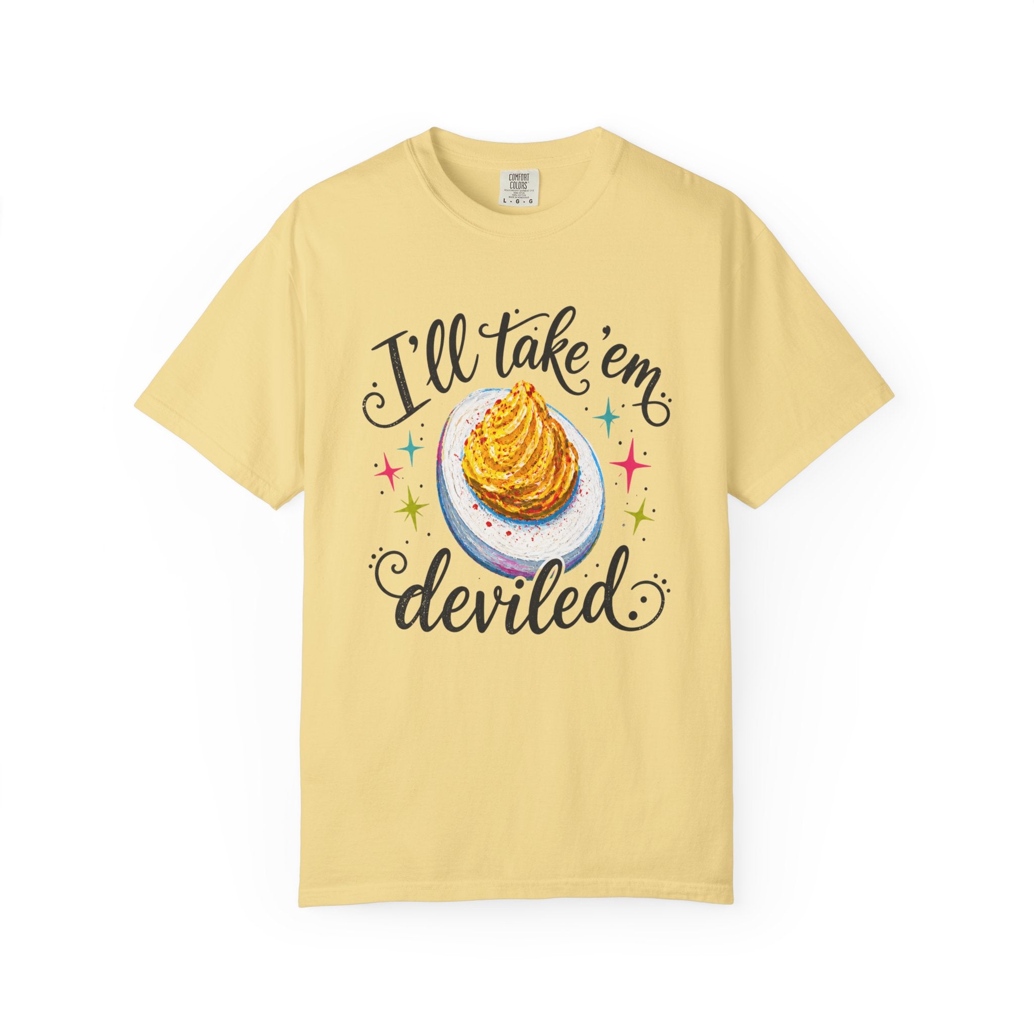 I'll Take 'Em Deviled T-Shirt | Colorful Deviled Egg Graphic Tee