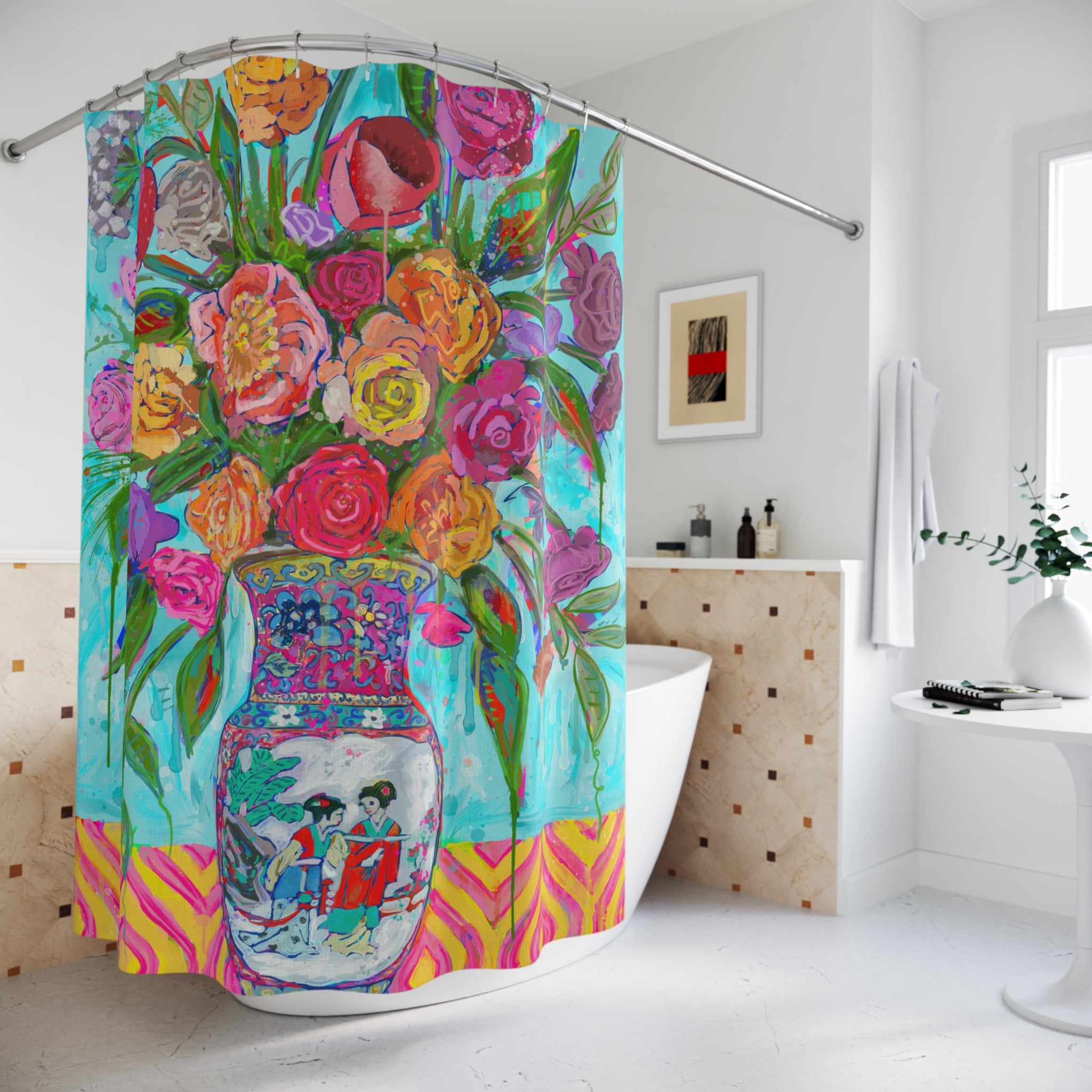 Chinoiserie Vase Shower Curtains